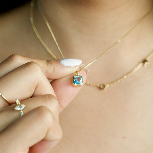 December Birthstone Blue Topaz Necklace