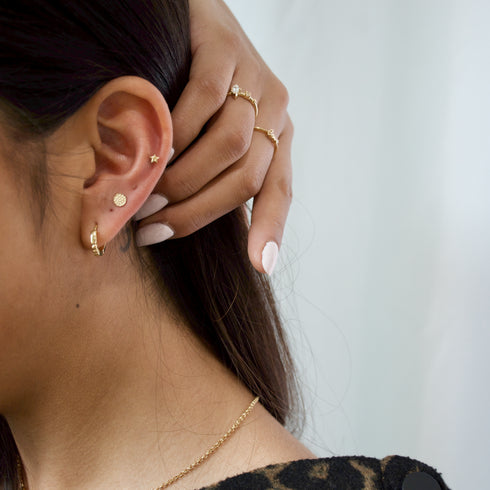 Hammered Disc Stud Earrings