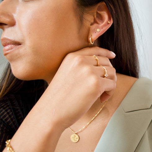 Hammered Disc Stud Earrings