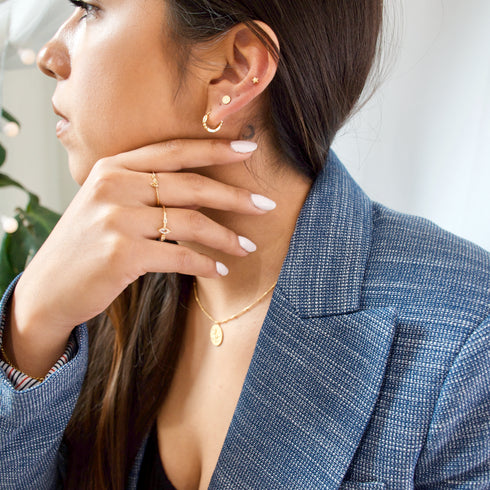 Hammered Disc Stud Earrings