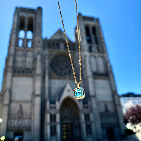 December Birthstone Blue Topaz Necklace